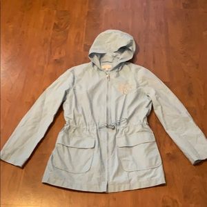 Talbots light blue rain jacket monogrammed WCJ xs